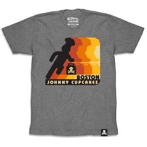 Johnny Cupcakes Boston‎ Runner Boston Exclusive Heather Gray Tee Shirt Medium